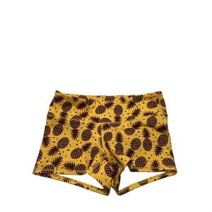 Tough Mode Womens 3” Booty Shorts Pineapples Size Medium Workout CrossFit Gym